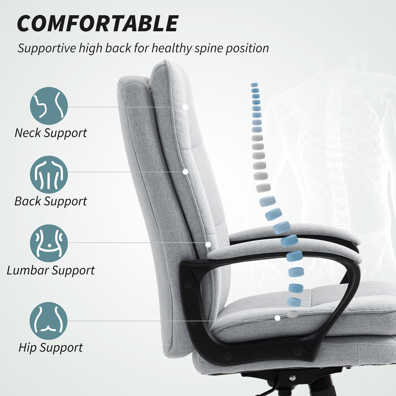 HOMCOM Fabric Office Chair, Computer Desk Chair for Home,