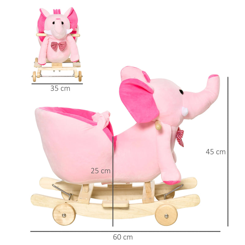 HOMCOM  Children's Rocking Elephant - Pink