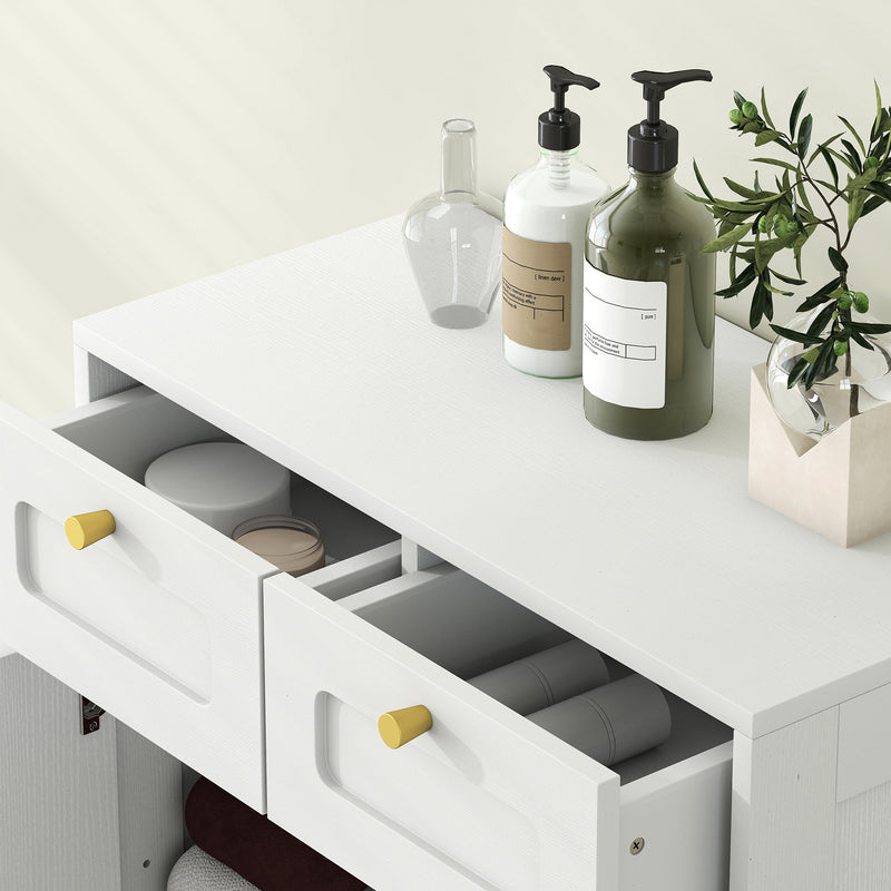 HOMCOM Bathroom Floor Cabinet, Bathroom Storage Unit with 2 Doors, White