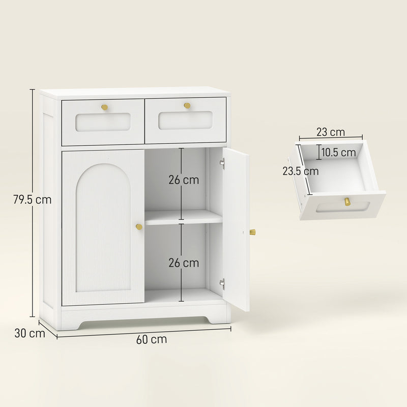 HOMCOM Bathroom Floor Cabinet, Bathroom Storage Unit with 2 Doors, White