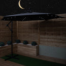 Samuel Alexander 3m Solar Powered Cantilever Lit Banana Garden Parasol with Crank Handle & White LED Lights in Grey