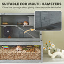 PawHut 3 Tier Wooden Hamster Cage With Hut, Wheel, Ramps, 80 X 50 X 84 Cm