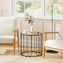 HOMCOM Coffee Table Set Of 2, Nest Of Tables With Metal Frame, Black