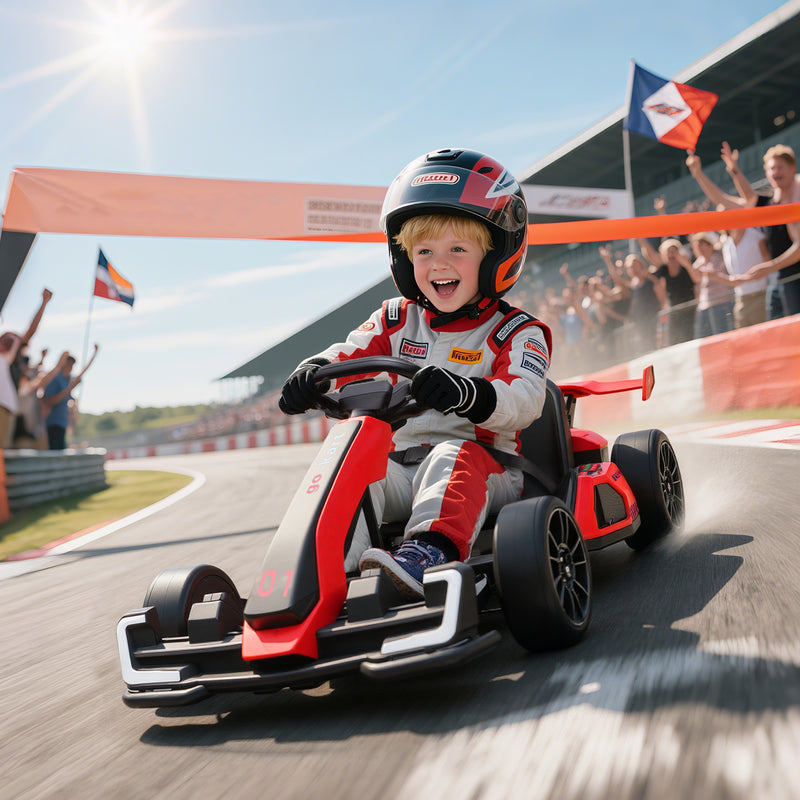 HOMCOM 24V Electric Go Kart For Kids With Adjustable Seat