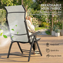 Outsunny Folding Reclining Garden Chairs Set Of 2 With Footrest, Light Grey