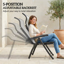 Outsunny Folding Reclining Garden Chairs Set Of 2 With Footrest, Light Grey