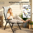 Outsunny Folding Reclining Garden Chairs Set Of 2 With Footrest, Light Grey