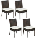 Outsunny 4 PCs Rattan Garden Chairs With Cushion, Wicker Dining Chairs - Black/Brown