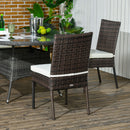 Outsunny 4 PCs Rattan Garden Chairs With Cushion, Wicker Dining Chairs - Black/Brown