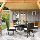 Outsunny 4 PCs Rattan Garden Chairs With Cushion, Wicker Dining Chairs - Black/Brown