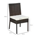 Outsunny 4 PCs Rattan Garden Chairs With Cushion, Wicker Dining Chairs - Black/Brown