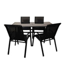 Outdoor 4 Person Rectangular Glass Top Garden Dining Table Chairs Set