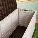 440L Heavy Duty Garden Patio Storage Box with Lockable Sit on Lid in Brown