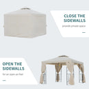 Outsunny Metal Gazebo with Curtains 3 x 3m - Beige