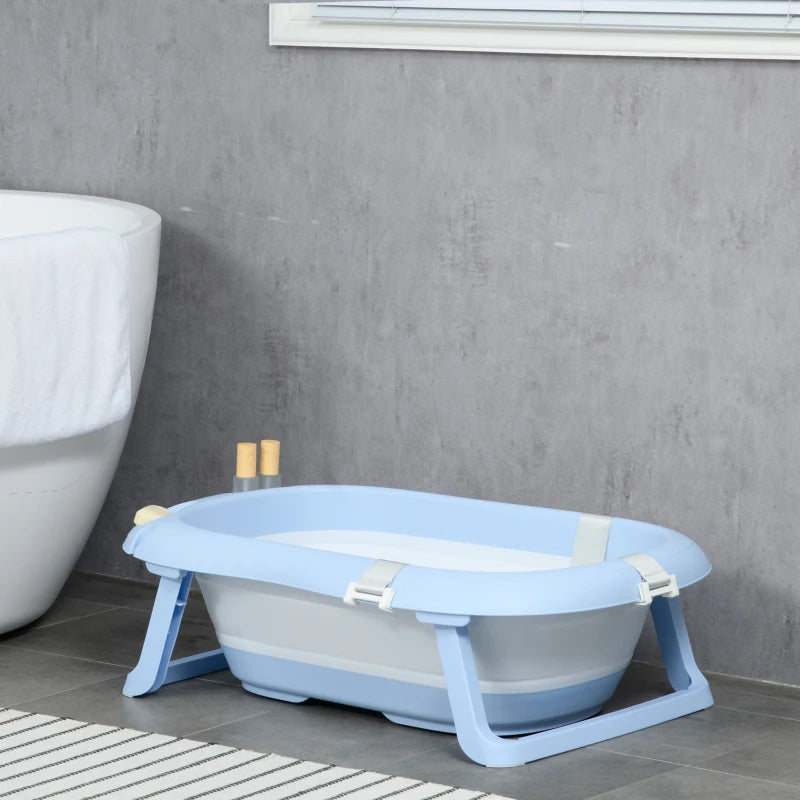 ZONEKIZ Baby Bath Tub with Cushion - Blue