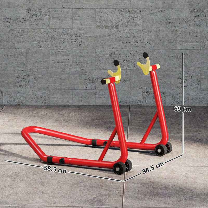 HOMCOM Motorcycle Rear Wheel Stand, 544kg Motorcycle Paddock Stand, Red