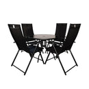 Outdoor 4 Person Round Glass Top Garden Dining Table Chairs Set