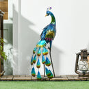 Outsunny Peacock Garden Statues Sculptures For Decorations And Gifts, Steel