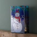 28cm Battery Operated Light up Double Sided Stained Glass Snowman Decoration with LEDs