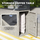 Outsunny 5 Piece Rattan Garden Furniture Set w/ Storage Table, Stools, Grey