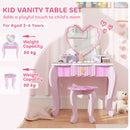 AIYAPLAY Kids Dressing Table Set, 2 PCS Children Vanity Table with Stool