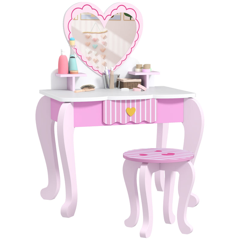 AIYAPLAY Kids Dressing Table Set, 2 PCS Children Vanity Table with Stool