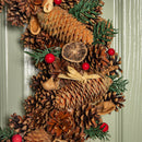 Winter Spice Hanging Christmas Wreath with Pine Cones Berries & Dried Fruit