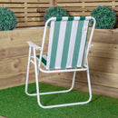 Outdoor Green and White Stripe Camping Chair with Armrests