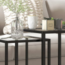 HOMCOM Nesting Tables Set of 2, End Table with Tempered Glass Top, Black