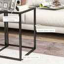 HOMCOM Nesting Tables Set of 2, End Table with Tempered Glass Top, Black