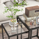 HOMCOM Nesting Tables Set of 2, End Table with Tempered Glass Top, Black