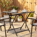 Outsunny Folding Square Garden Dining Table With Parasol Hole