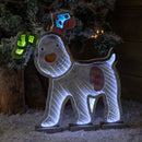 40cm Infinity Light up Snowdog Christmas Decoration with White LEDs on Wooden Base