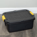 24L Heavy Duty Lockable & Stackable Storage Tub Chest with Clips in Black