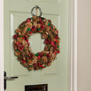 Hanging Christmas Wreath with  Berries and Pinecones