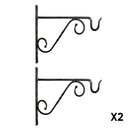 Pack Of 2 35cm Black Metal Heavy Duty Twisted Garden Patio Wall Bracket Hook For Hanging Planter