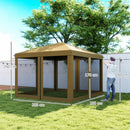 Outsunny Heavy Duty Pop Up Gazebo with Removable Mesh Sidewall Khaki