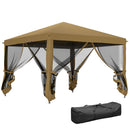 Outsunny Heavy Duty Pop Up Gazebo with Removable Mesh Sidewall Khaki