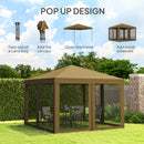 Outsunny Heavy Duty Pop Up Gazebo with Removable Mesh Sidewall Khaki