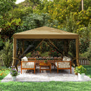 Outsunny Heavy Duty Pop Up Gazebo with Removable Mesh Sidewall Khaki