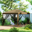 Outsunny Heavy Duty Pop Up Gazebo with Removable Mesh Sidewall Khaki
