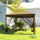 Outsunny Heavy Duty Pop Up Gazebo with Removable Mesh Sidewall Khaki