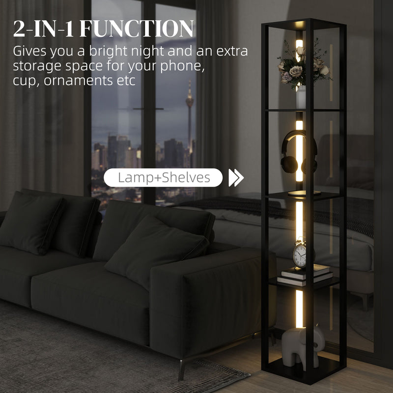 HOMCOM Floor Lamp for Living Room, Standing Lamp with Foot Switch, Black