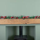 1.5m (150cm) Christmas Garland with Red Berries, Frosted Apples and Pinecones
