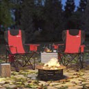 Outsunny Set Of 2 Padded Folding Picnic Chairs With Cooler Bag