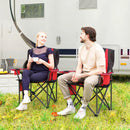 Outsunny Set Of 2 Padded Folding Picnic Chairs With Cooler Bag