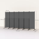 Outsunny Garden Privacy Screen Foldable 6 Panel Room Divider, Dark Grey
