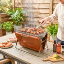Outsunny Charcoal BBQ Grill Portable with Tilting Grate Orange