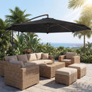 Outsunny 3 M Cantilever Parasol, Offset Umbrella With Cover And Wind Ropes