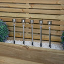 36cm Set of 5 Stainless Steel Garden Solar Path Lights with White LEDs
